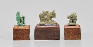 Group of Three Egyptian Faience Animal Amulets 