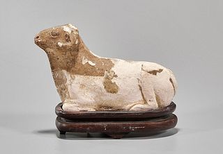 Chinese Ceramic Figure of a ram on Custom Base