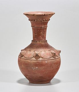 Asian-Style Red-Ware Vessel With Decorative Band of Animals