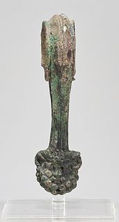 Roman Bronze Vessel Handle With Zeus-Ammon