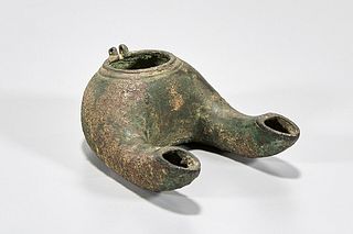 Roman/Byzantine Double Spouted Bronze Lamp