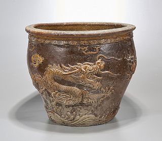 Chinese Glazed Ceramic 'Dragon' Jardiniere