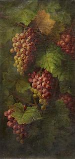 SEAVEY, George. Oil on Canvas. Grapes on a Vine.
