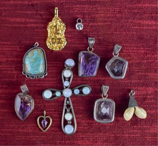 Grouping of Pendants Amethyst Pearl Turquoise