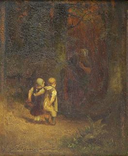 WOPFNER, Joseph. Oil on Panel "Hansel and Gretel".