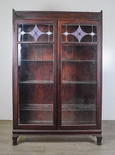 Mahogany Glass Door Cabinet Bookshelf