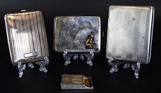 Grouping of Silver Cigarette & Match Cases