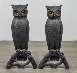Pair of P.S. & W. Co. Owl Andirons