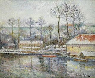 PISSARRO, H. Claude. Oil on Canvas "Bords de Seine