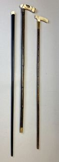 Group of 3 Bone Handle Canes