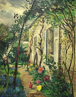 BOITEL, Maurice. Oil on Canvas "Le Jardin du