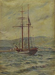 LANE LAMFORD, M. Oil on Canvas. Moored Ship,