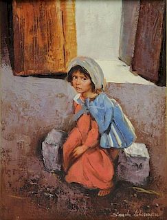 LIBERMAN, Sandu. Oil on Canvas. Peasant Girl.
