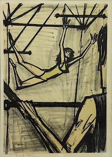 BUFFET, Bernard. Lithograph "The Trapeze Artists".