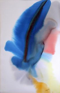 JENKINS, Paul. Watercolor "Phenomena Blue Upright"
