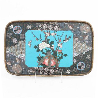 CHINESE CLOISONNE TRAY, BIRD & FLORAL MOTIF