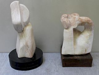Pair of Marble Abstract Busts.