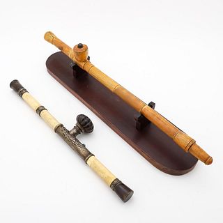 GROUP OF TWO CHINESE BONE OPIUM PIPES