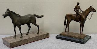 Lot of 2 Metal Horses. 1 Signed Isidore Bonheur.