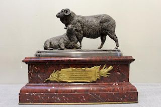 BONHEUR, Isadore Jules. Signed Bronze of Goats on