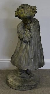 Large Pot Metal Sculpture of Young Girl.