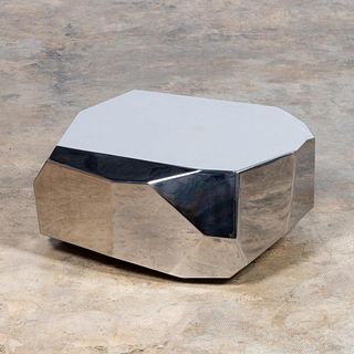 ARIK LEVY, ABSTRACT STAINLESS STEEL ROCK TABLE
