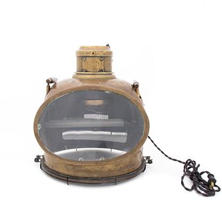 BRASS COMPASS HOOD, CONVERTED TO HANGING LAMP