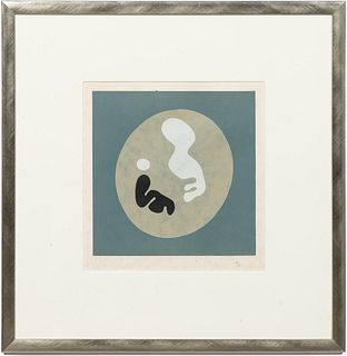 JEAN HANS ARP, UNTITLED COLORED WOODBLOCK 1966
