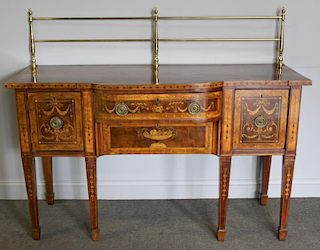 Antique Marquetry Inlaid Bowfront Server.