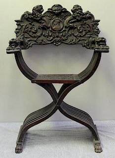 Highly Carved Savaronola Chair.