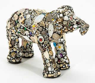MARY ENGEL, ELEPHANT SCULPTURE, FOUND OBJECTS