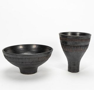 JONATHAN ADLER COUTURE POTTERY BOWL AND VASE, 2001