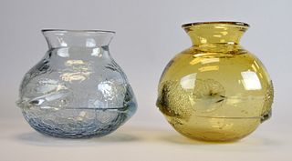 2 Peter Bramhall Art Glass Vases