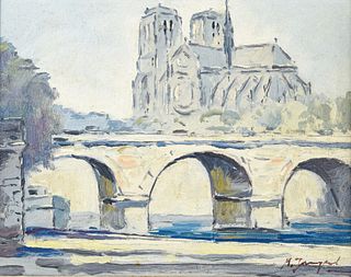 Michel Janpol Oil on Canvas Paris Notre Dame