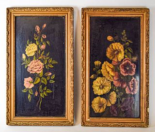 Pair of Floral Oil on Boards