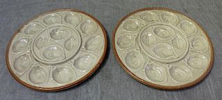 Pair of St. Clement France Majolica Oyster