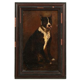 EDOUARD JACQUES DUFEU, PORTRAIT OF DOG, FRAMED