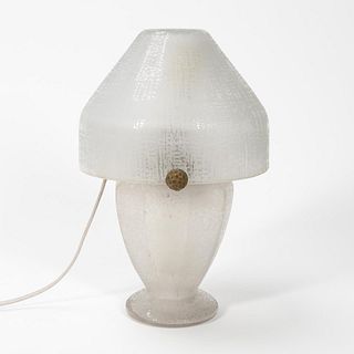ART DECO DAUM CHIPPED ICE GLASS BOUDOIR LAMP