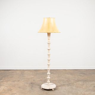 PERIOD ART DECO TURNED WOOD WHITE FLOOR LAMP