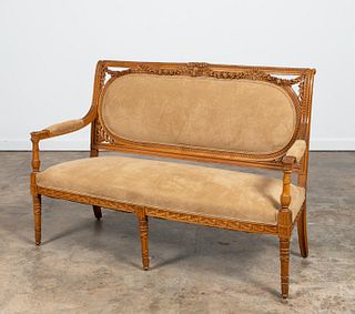 ITALIAN NEOCLASSICAL STYLE CARVED WOODEN SETTEE