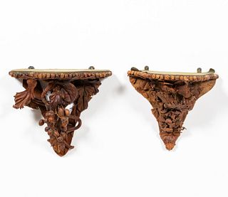PAIR, UNUSUAL LEATHER COVERED WALL BRACKETS