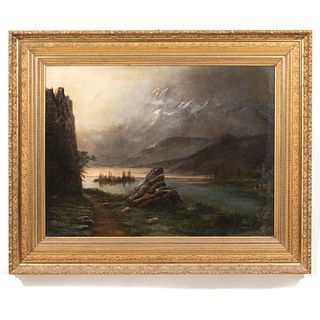LARGE "MOUNTAIN LANDSCAPE", OIL ON CANVAS, 1888