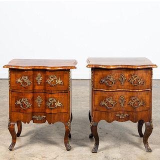 NEAR PAIR OF CONTINENTAL WALNUT COMMODES