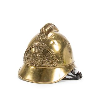 19TH C. FRENCH BRASS FIREFIGHTERS PARADE HELMET