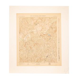 CITY OF ATLANTA & VICINITY TOPOGRAPHY MAP, 1927