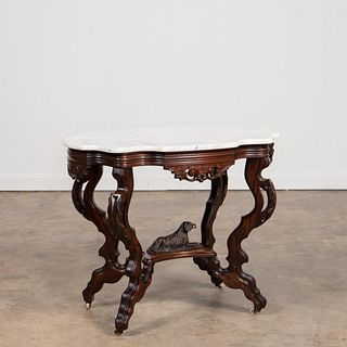 MANNER, H.N. WENNING MARBLE TOP DOG PARLOR TABLE