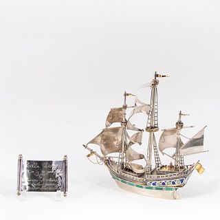 FRANCOIS D'ORLEANS STERLING & GOLD SHIP MODEL