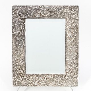 AMERICAN STERLING REPOUSSE BIRD MOTIF TABLE MIRROR