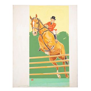 TED SCHROCK, STEEPLECHASE, EQUESTRIAN PAINTING