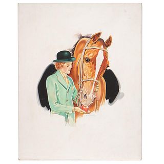 TED SCHROCK EQUESTRIAN PAINTING, ILLUSTRATION ART